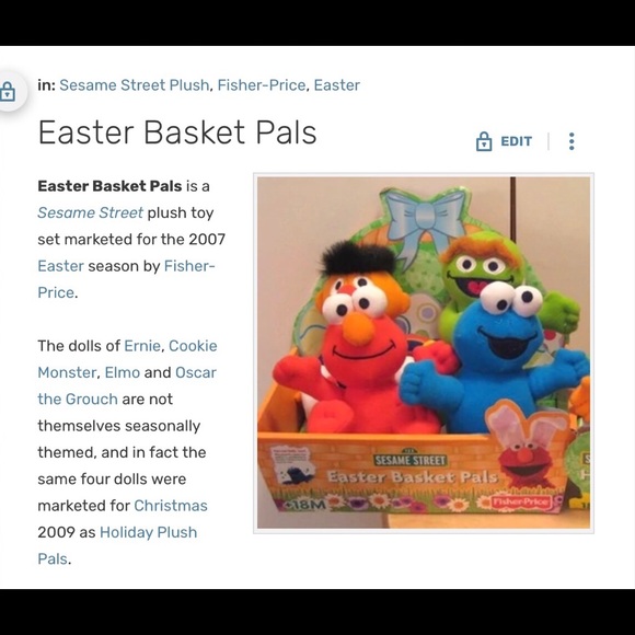 Fisher Price Sesame Street Easter Basket Pals Cookie Monster Elmo Bert & Oscar - Picture 7 of 7